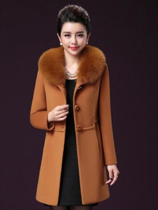 Khoác dạ phối lông chồn cao cấp viền eo thời trang TA316